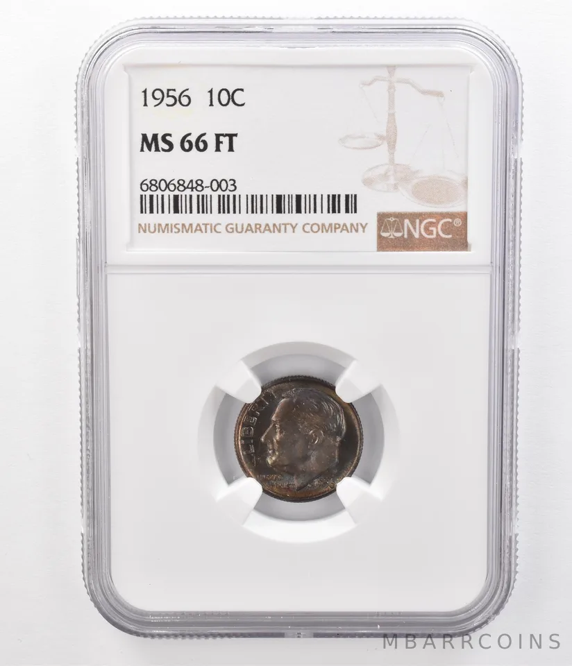 1956 Roosevelt Dime MS66 FT NGC Beautifully Toned *8647