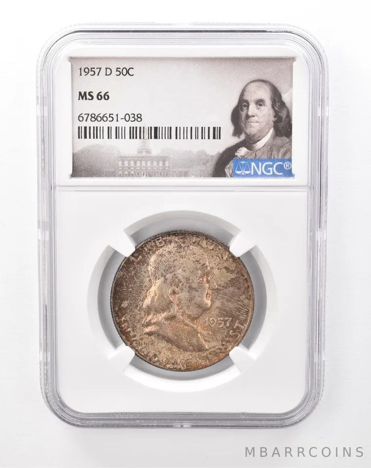 1957-D Franklin Half Dollar MS66 NGC Beautiful Mint Set Tone *6764