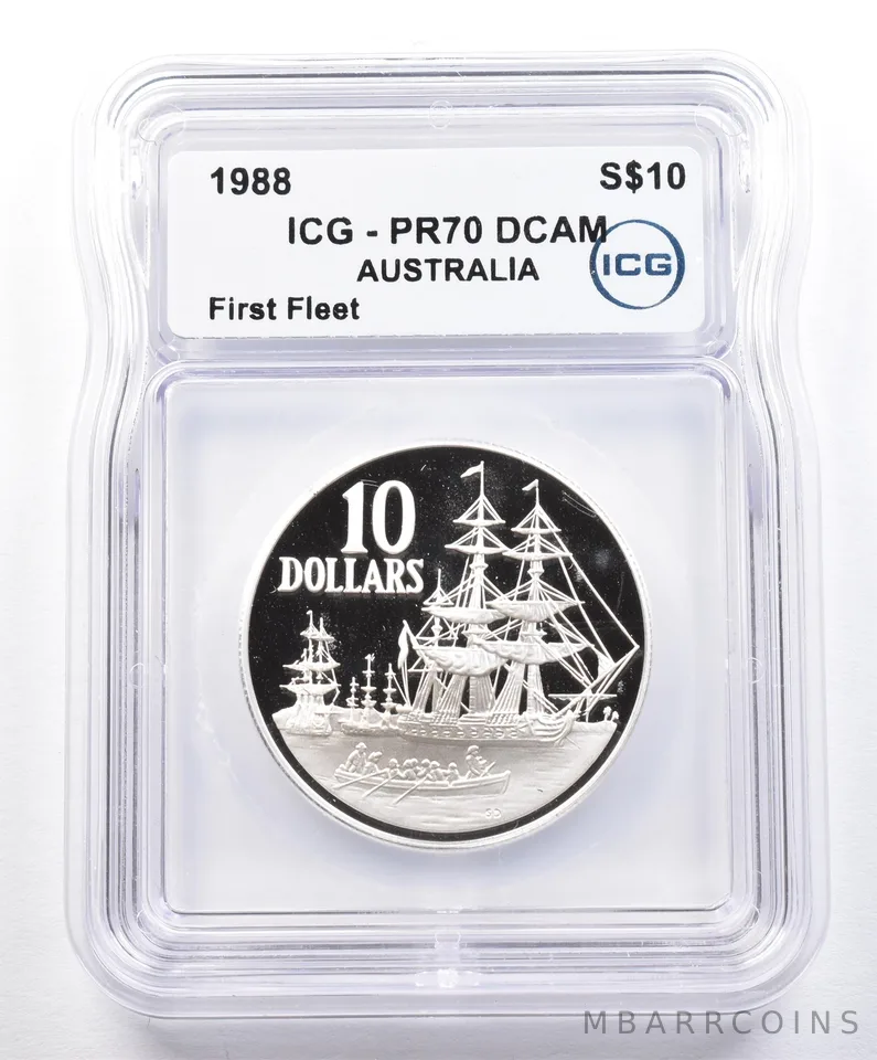 1988 Australia 10 Dollar Silver First Fleet PR70 DCAM ICG *1594