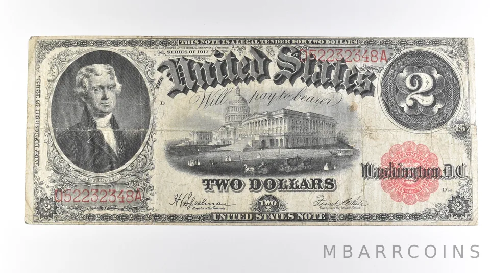 1917 $2 Legal Tender Large Note Red Seal FR#60 *0633