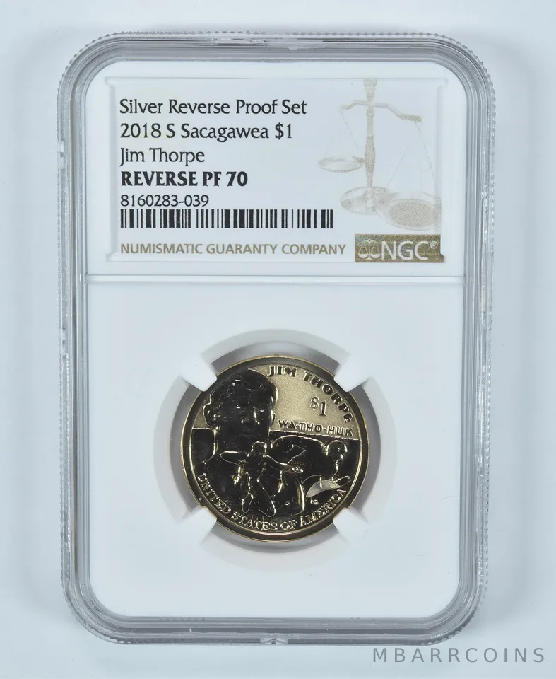 2018-S Sacagawea $1 Jim Thorpe Silver Reverse Proof Set Reverse PF70 NGC