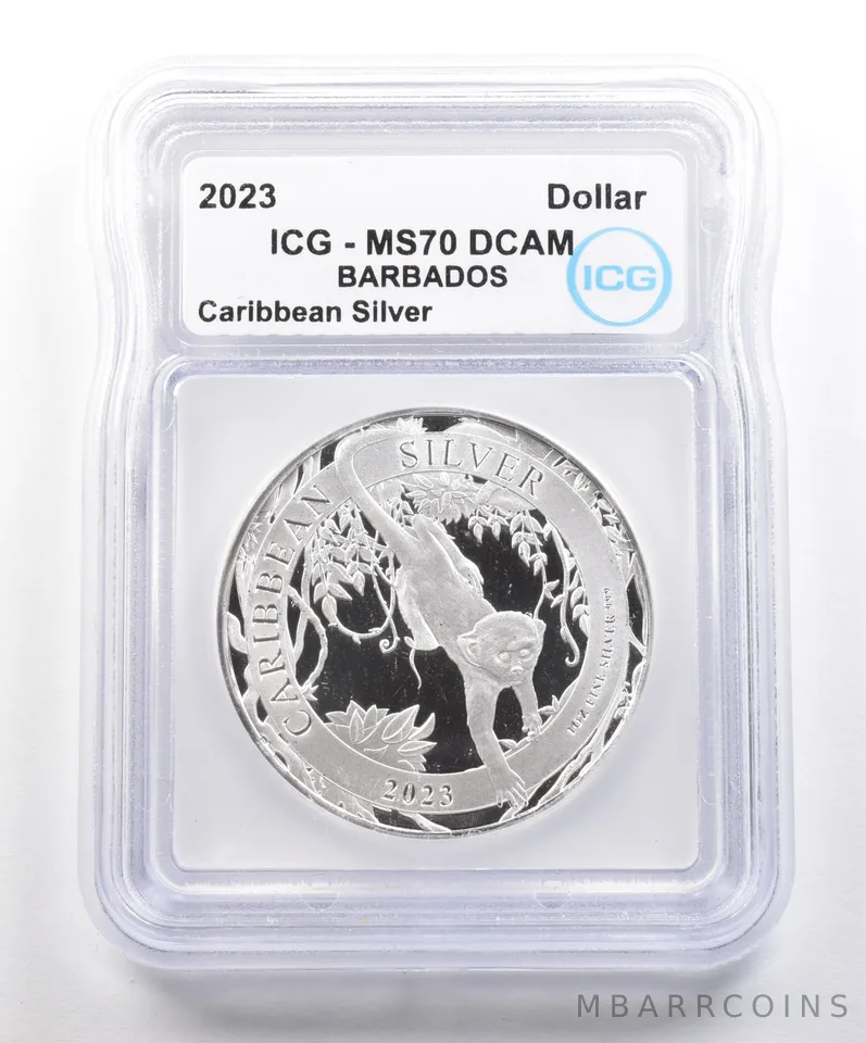 2023 Barbados 1 Dollar Silver Caribbean Silver MS70 DCAM ICG *6203