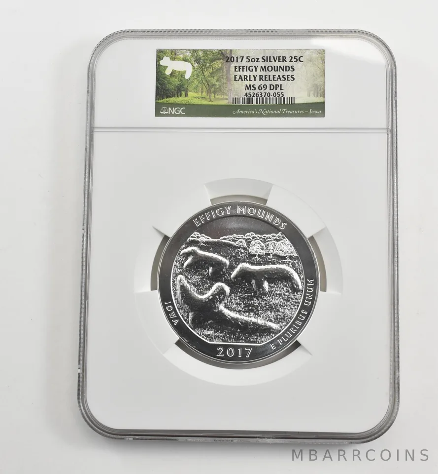 2017 5 Oz Silver Quarter ATB Effigy Mounds ER MS69 DPL NGC *1660