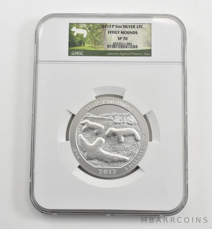 2017-P 5 Oz Silver Quarter ATB Effigy Mounds SP70 NGC *1600