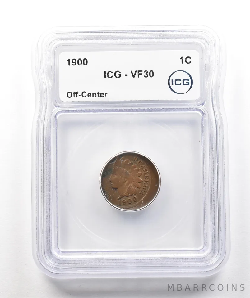 1900 Indian Head Cent Off-Center VF30 ICG a4303