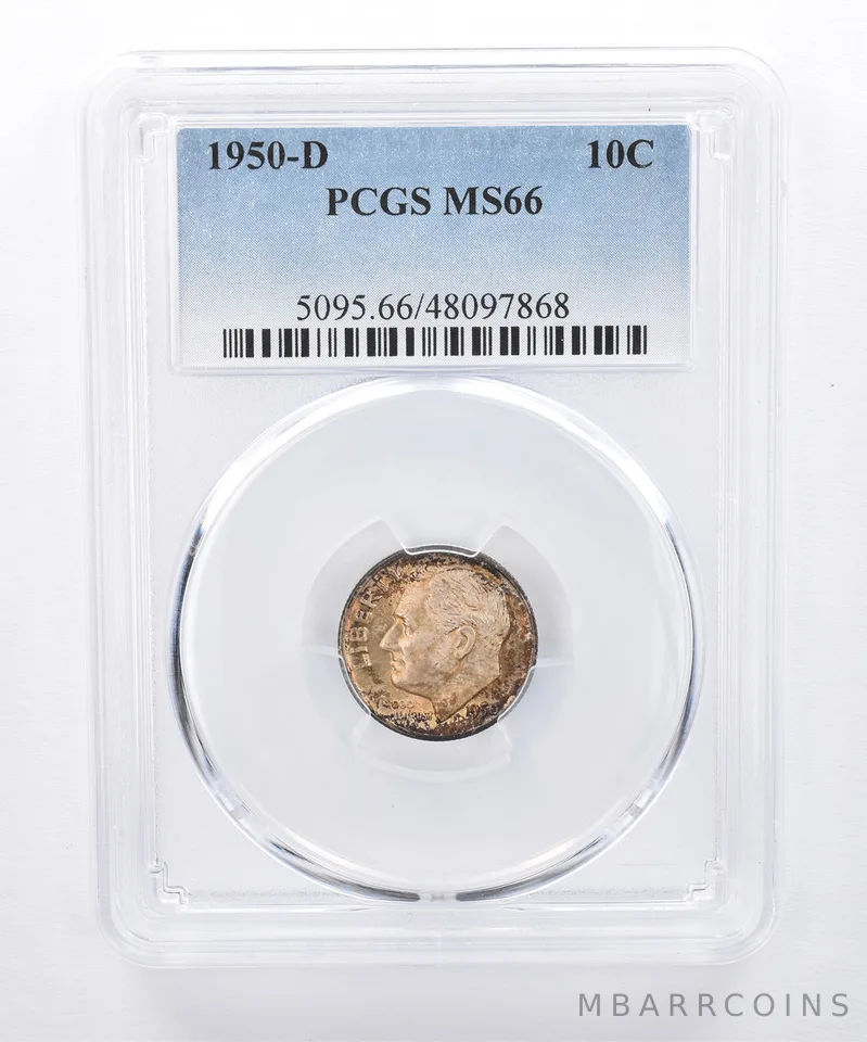 1950-D Roosevelt Dime MS66 PCGS Beautiful Tone *8362