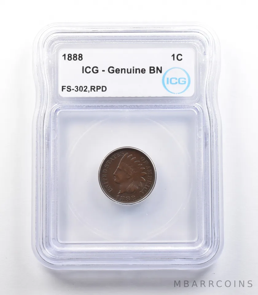1888 Indian Head Cent Mint Error FS-302 RPD Genuine BN ICG *2307