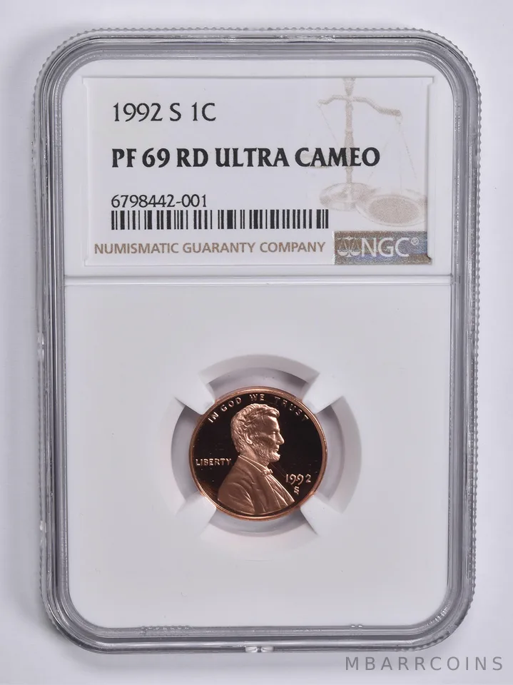 1992-S Lincoln Memorial Cent 1c PF69 RD UCAM NGC Brown Lbl
