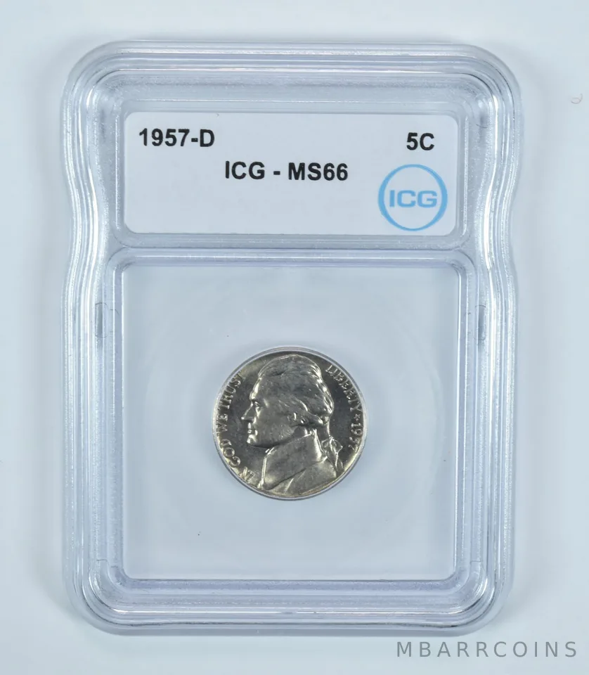 1957-D Jefferson Nickel MS66 ICG