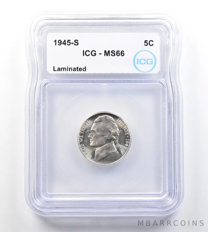 1945-S Jefferson Nickel Laminated MS66 ICG a1865
