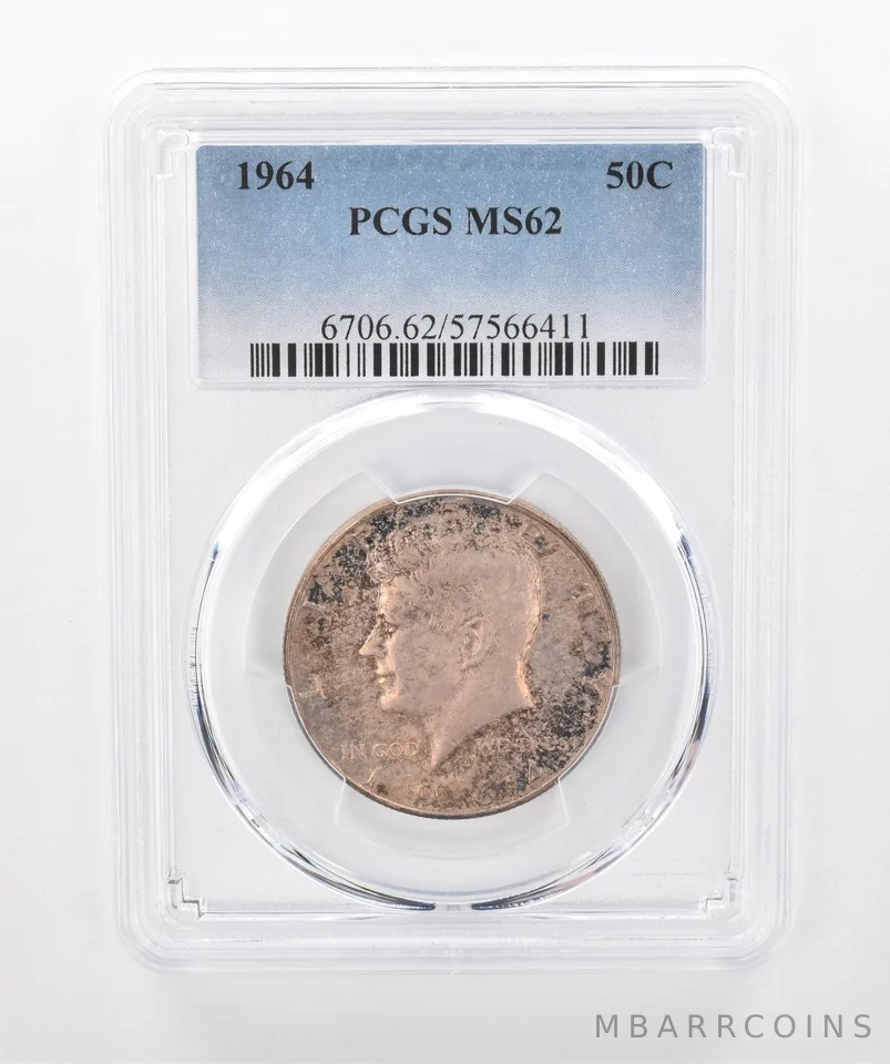 1964 Kennedy Half Dollar MS62 PCGS Beautiful Tone *1346