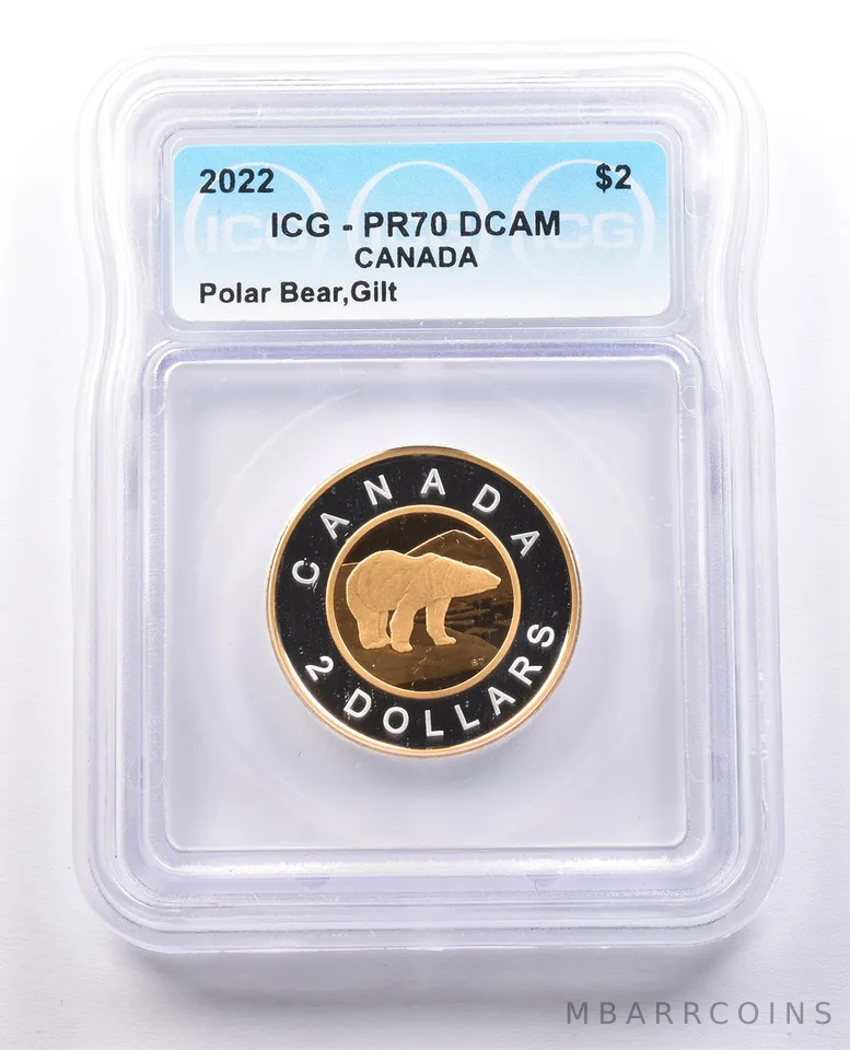 2022 Canada 2 Dollars Gilt Polar Bear PR70 DCAM ICG *9973