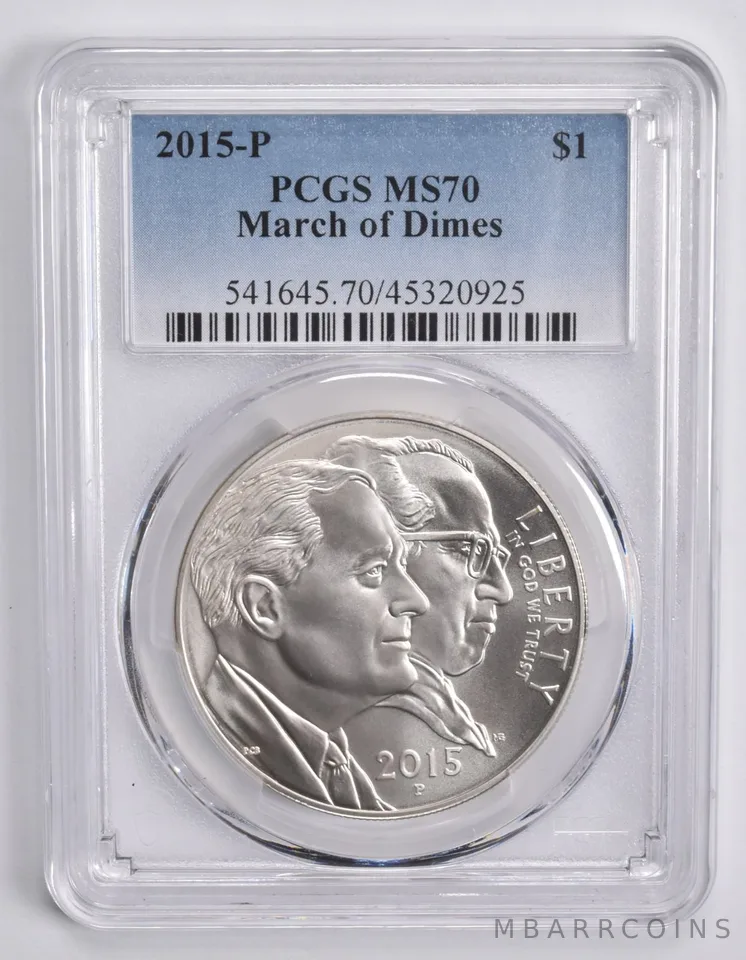 2015-P March of Dimes Commemorative Dollar $1 MS70 PCGS Blue Lbl