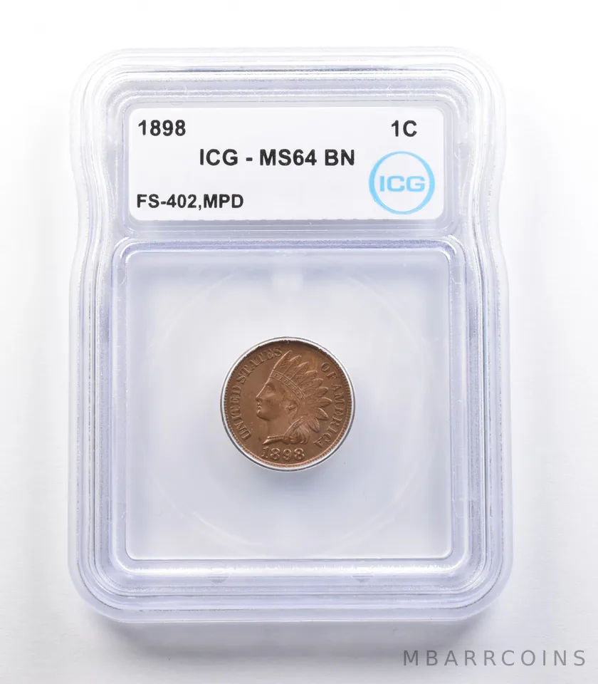 1898 Indian Head Cent Mint Error FS-402 MPD MS64 BN ICG *2279