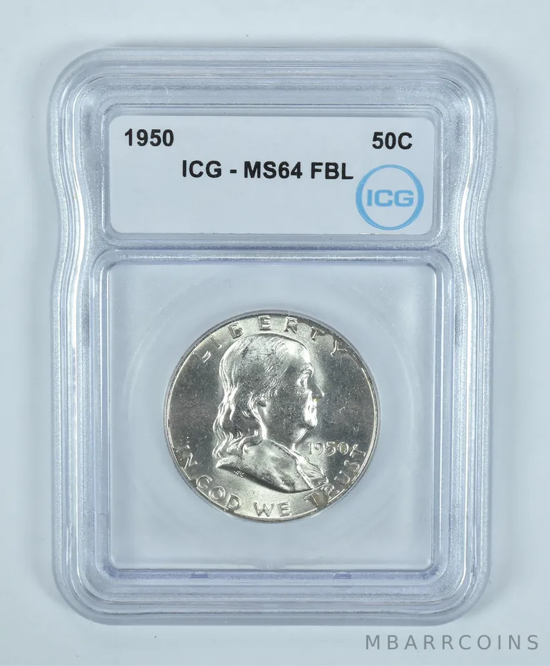 1950 Franklin Half Dollar MS64 FBL ICG
