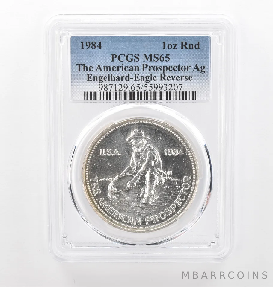 1984 Engelhard Prospector 1 Oz Silver Eagle Reverse MS65 PCGS Nice Tone *2175