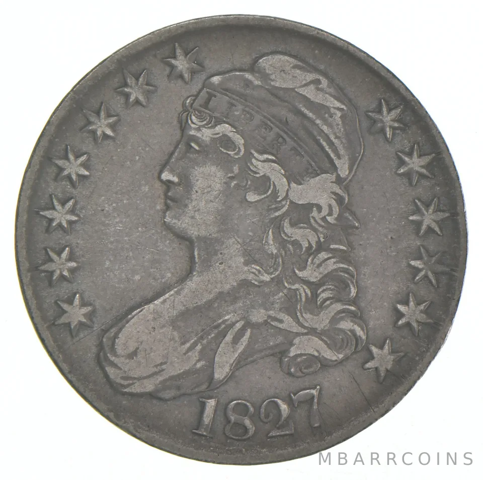 1827 Capped Bust Half Dollar Very LT OBV 114 a6064