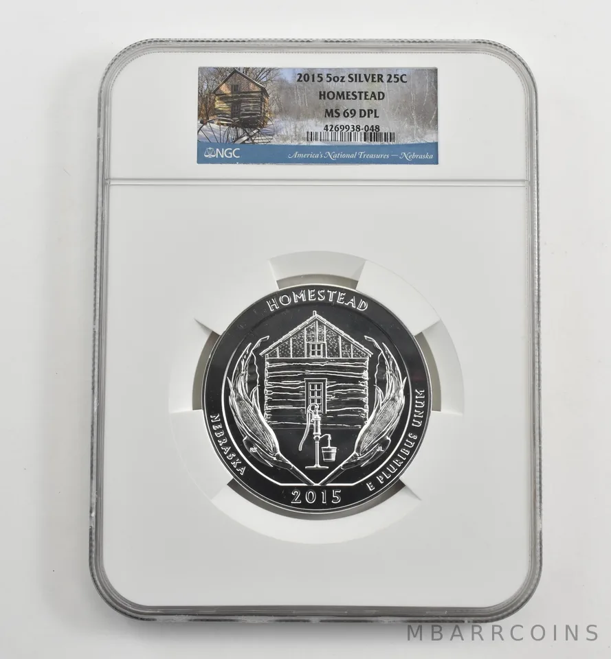 2015 5 Oz Silver Quarter America The Beautiful Homestead MS69 DPL NGC *1621