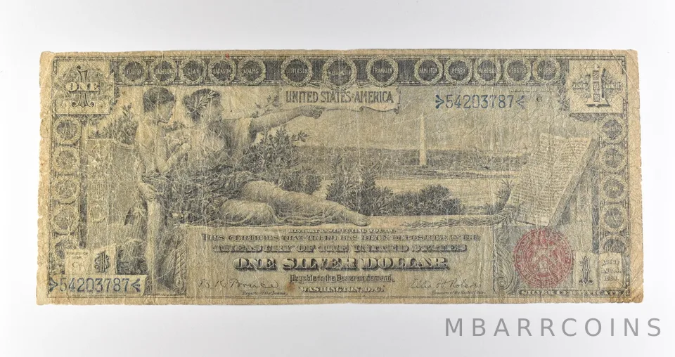 1896 C $1 Silver Certificate Red Seal Large Note Fr#225 *4592