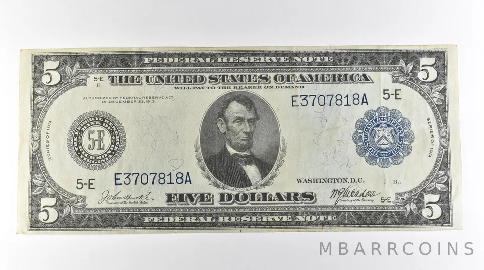 1914 $5 Richmond VA FRN Large Note Blue Seal *3142