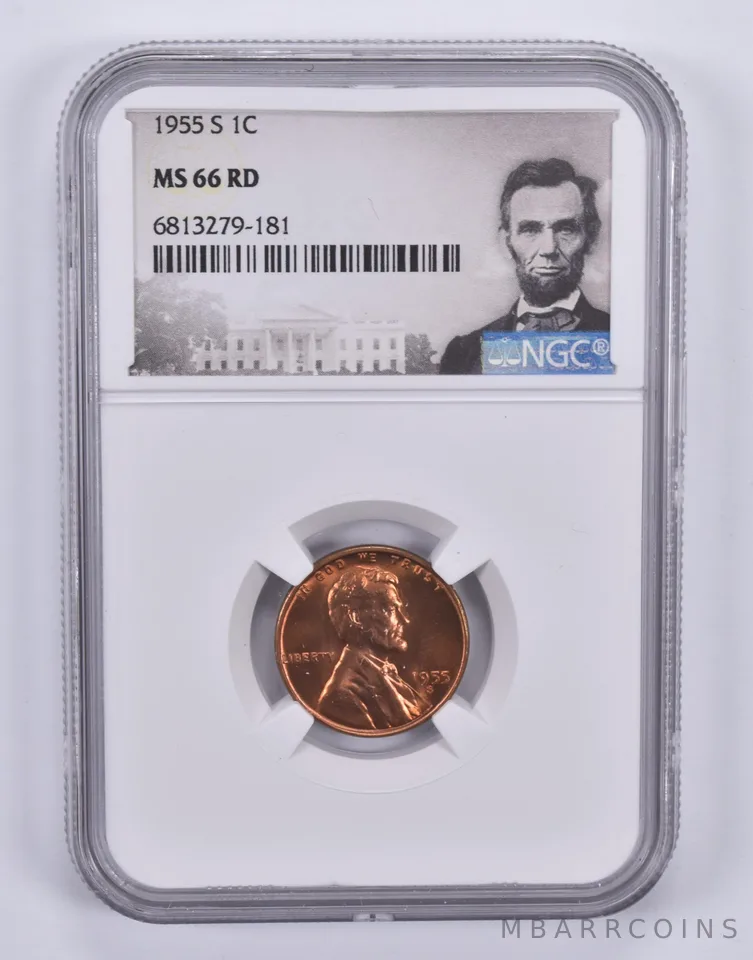 1955-S Lincoln Wheat Cent 1c MS66 RD NGC Special Label