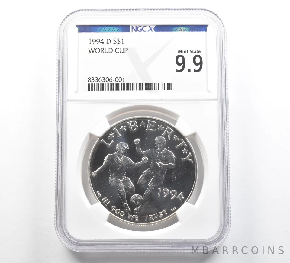 1994-D World Cup Commemorative Silver Dollar Mint State 9.9 NGC X NGCX