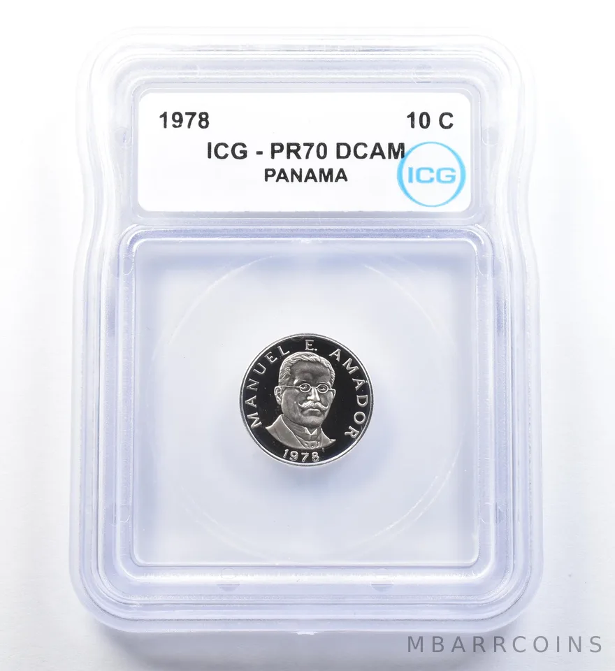 1978 Panama 10 Cents PR70 DCAM ICG a1154