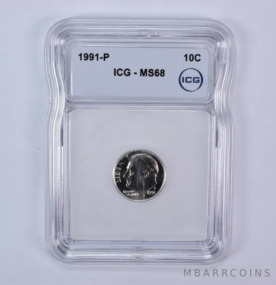 1991-P Roosevelt Dime MS68 ICG