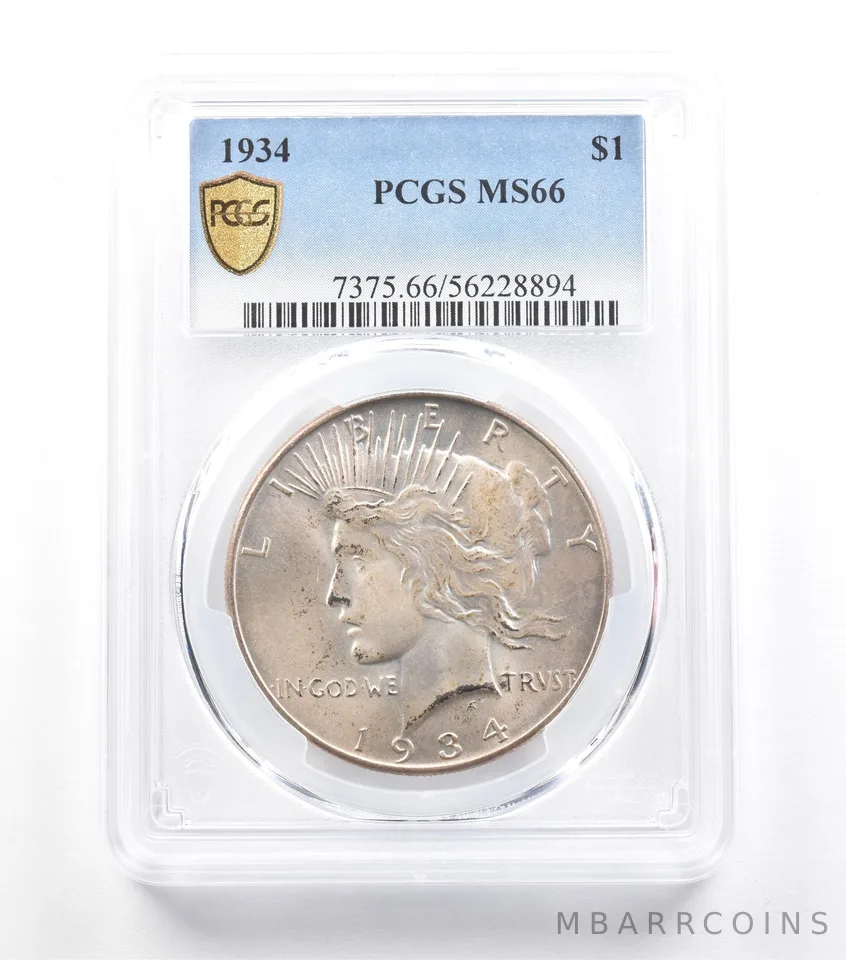 1934 Peace Silver Dollar MS66 PCGS PQ *5879