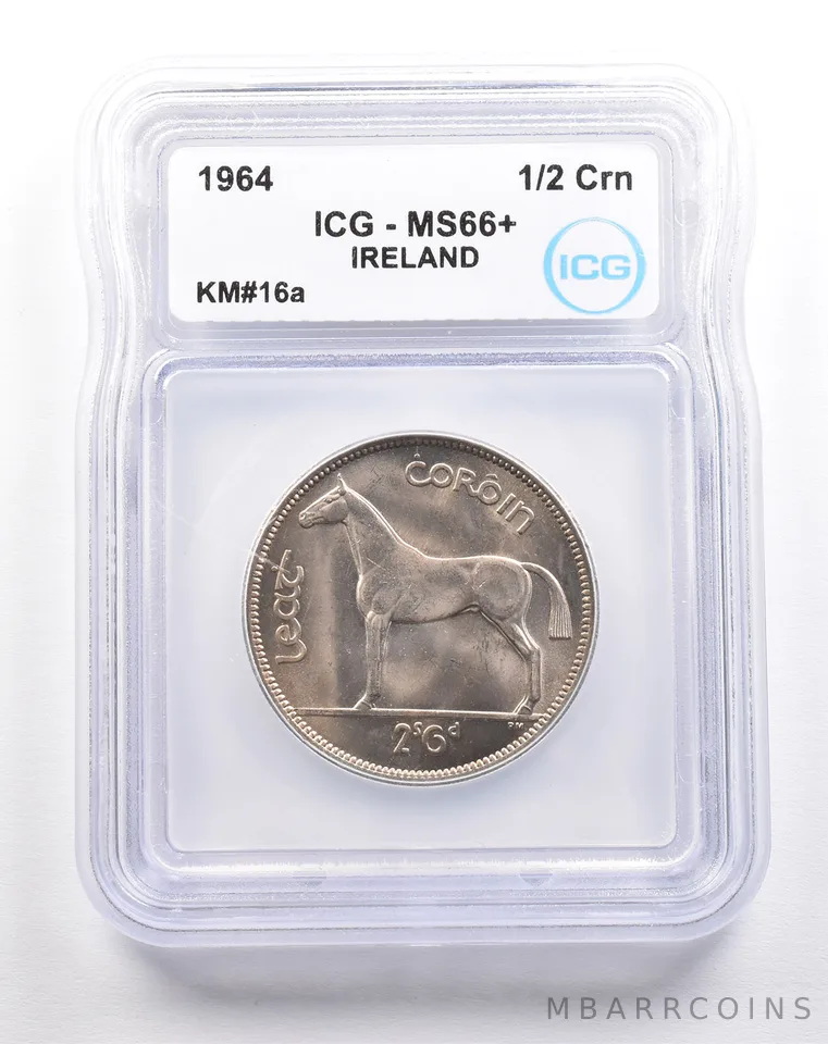 1964 Ireland 1/2 Crown KM#16a MS66+ ICG *5512
