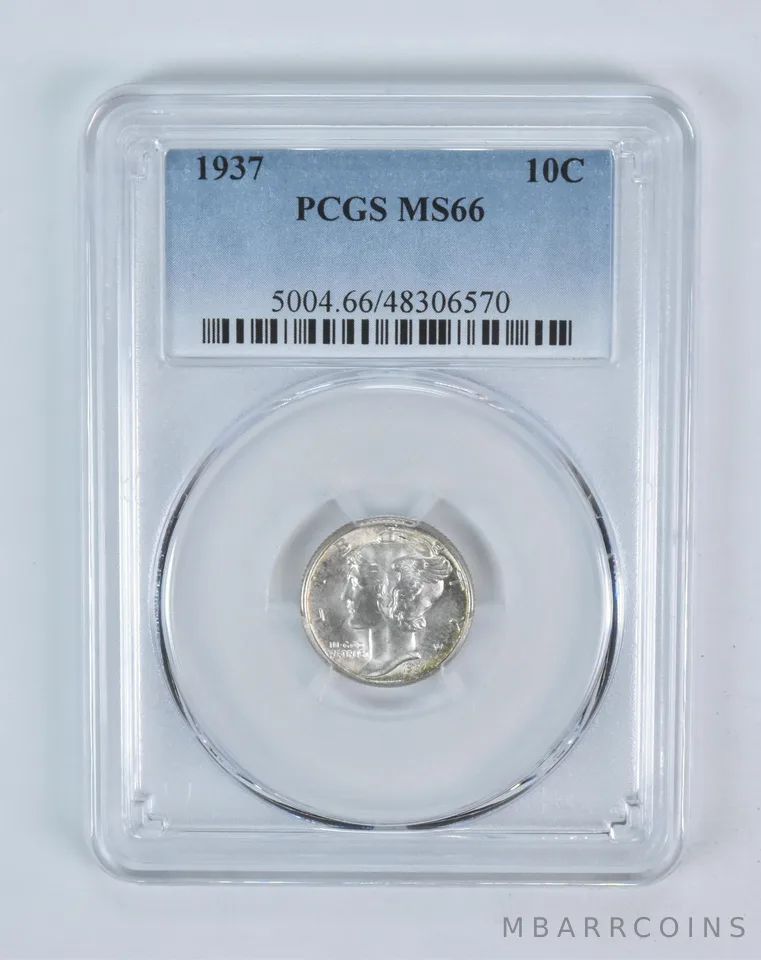1937 Mercury Dime MS66 PCGS Blue Label