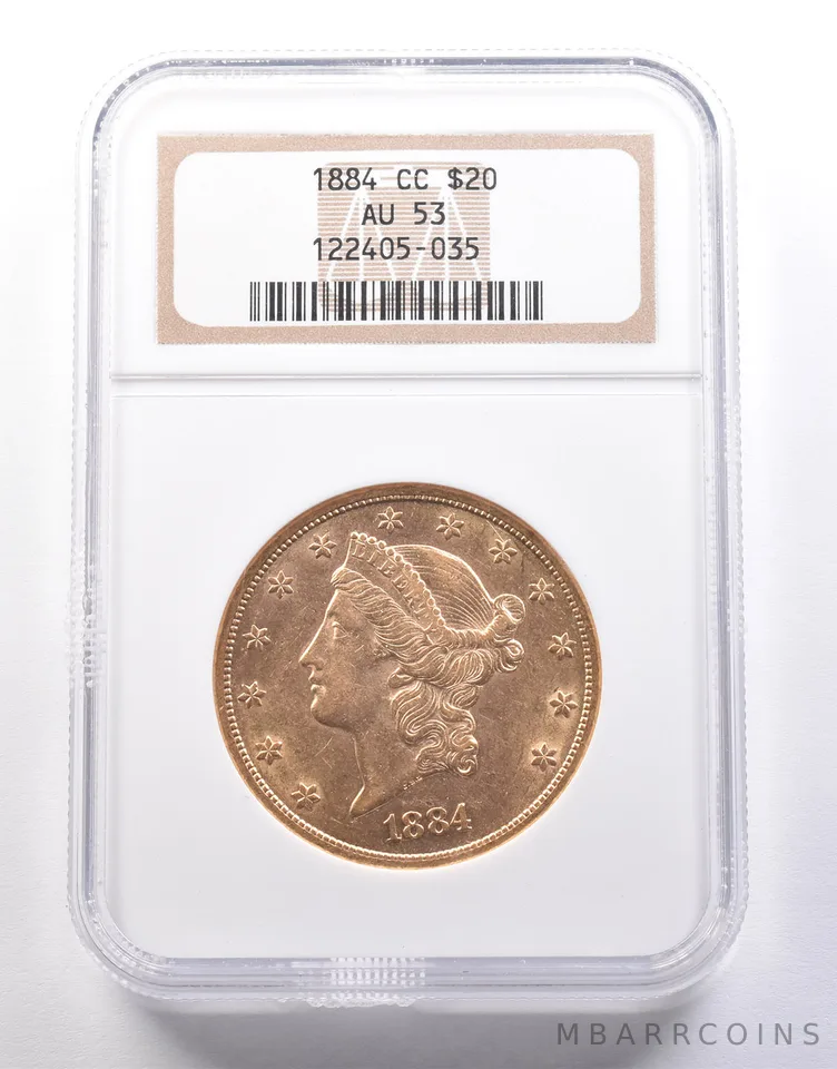 1884-CC $20 Liberty Head Gold Double Eagle AU53 NGC *7252