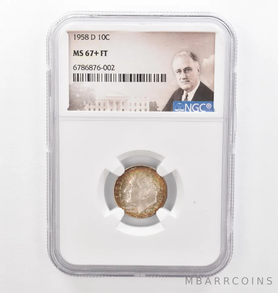 1958-D Roosevelt Dime MS67+ FT NGC Beautiful Tone *2189