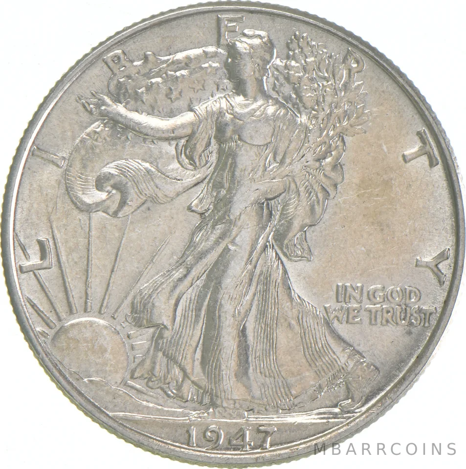 AU 1947 (P) Walking Liberty Half Dollar Almost Unc 90% Silver (1pc)