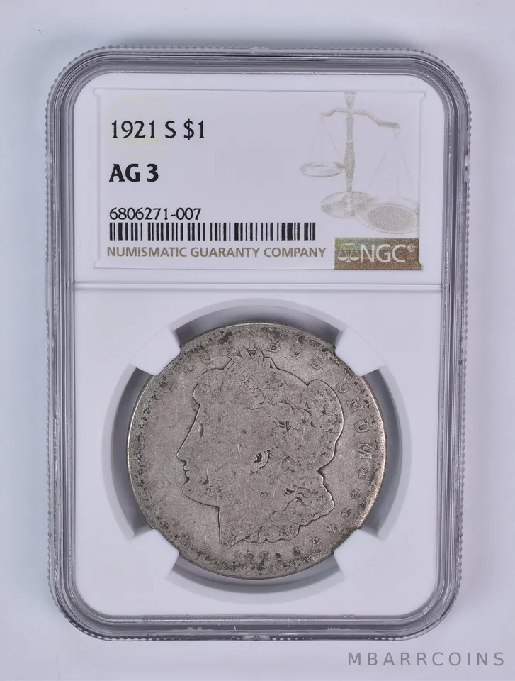 1921-S Morgan Silver Dollar AG3 NGC Lowball