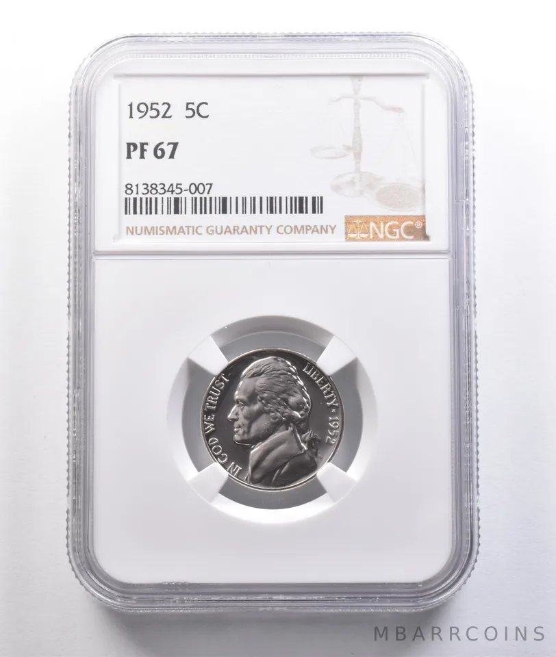 1952 Jefferson Nickel PF67 NGC Great Contrast *6941