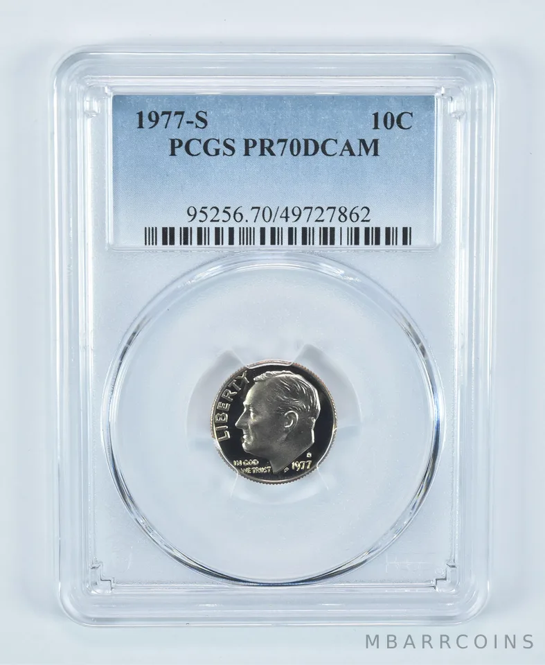 1977-S Roosevelt Dime PR70 DCAM PCGS Blue Label