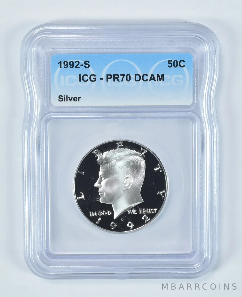 1992-S Kennedy Half Dollar Silver PR70 DCAM ICG