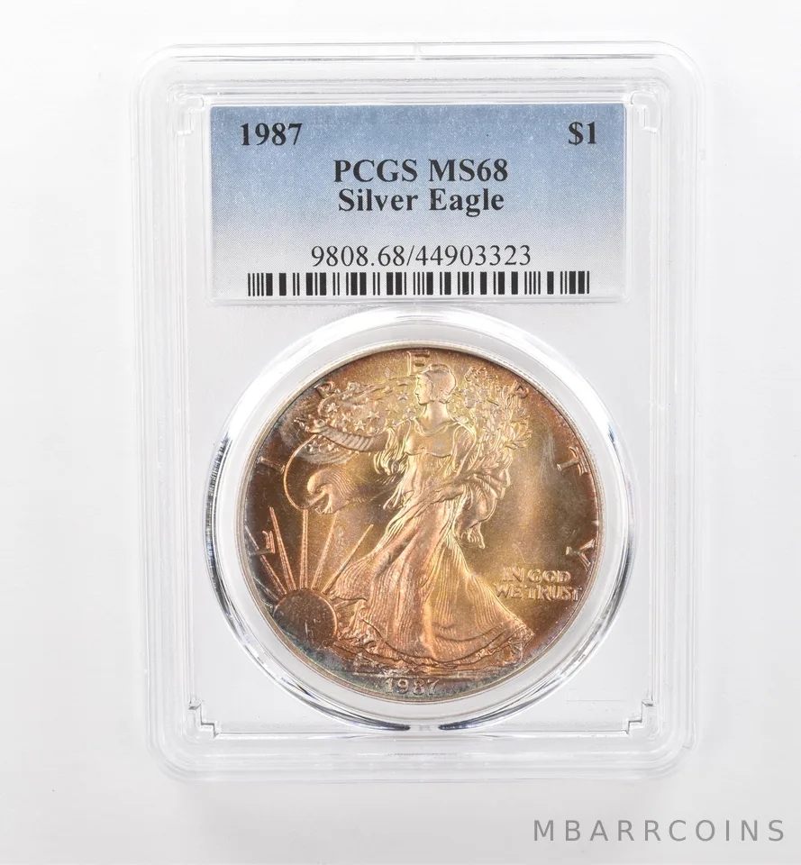 1987 American Silver Eagle MS68 PCGS Beautiful Tone *1977