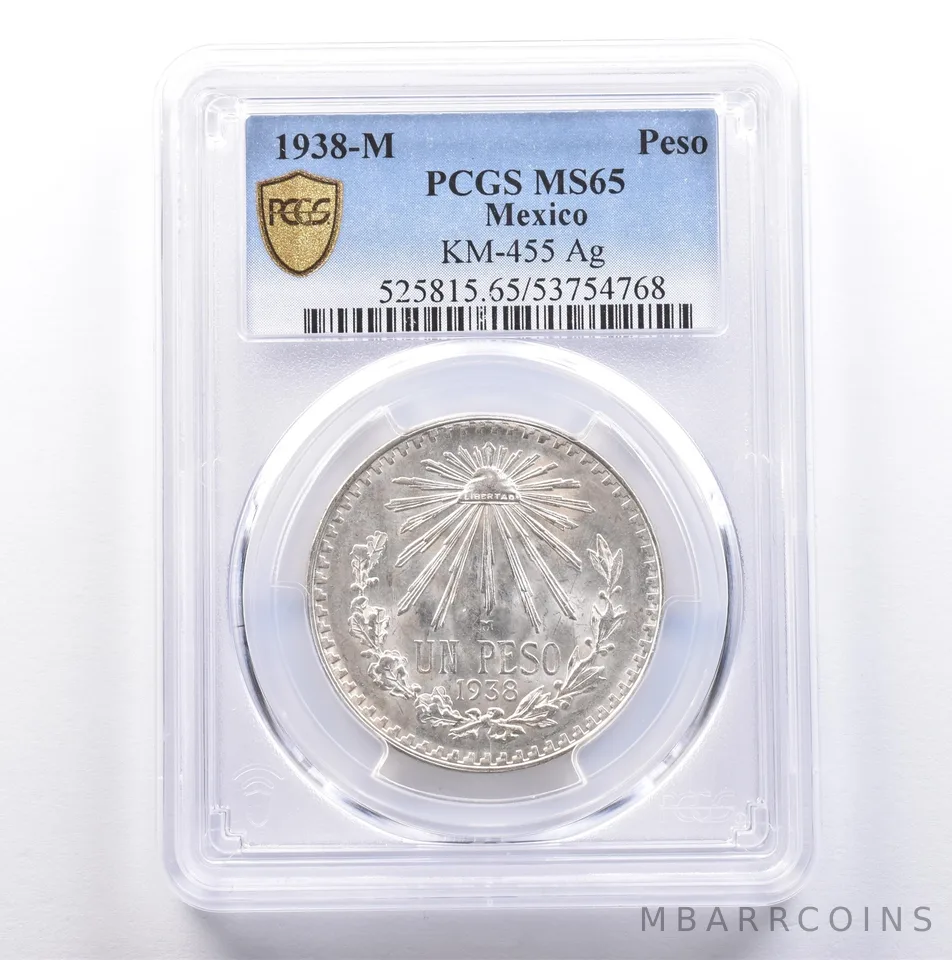 1938 M Mexico Peso Silver KM-455 MS65 PCGS *9046