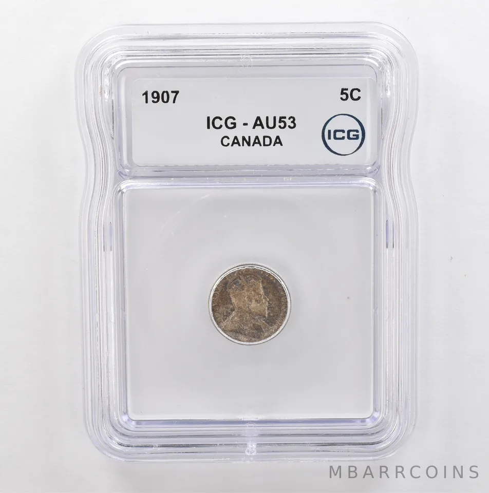 1907 Canada 5 Cents AU53 ICG Beautiful Tone *5349