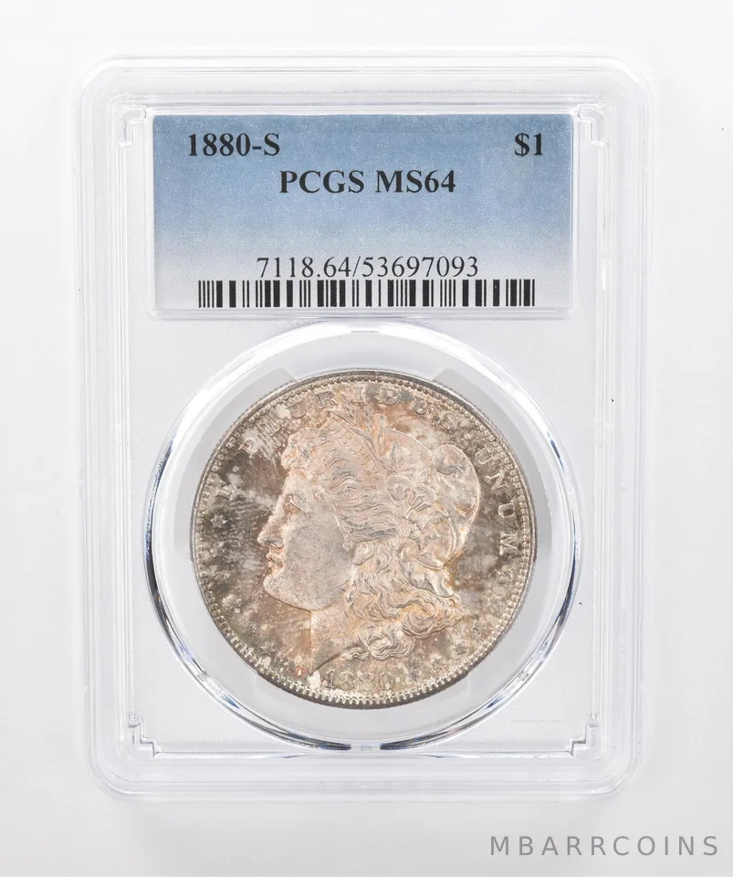 1880-S Morgan Silver Dollar MS64 PCGS Beautiful Tone *1498