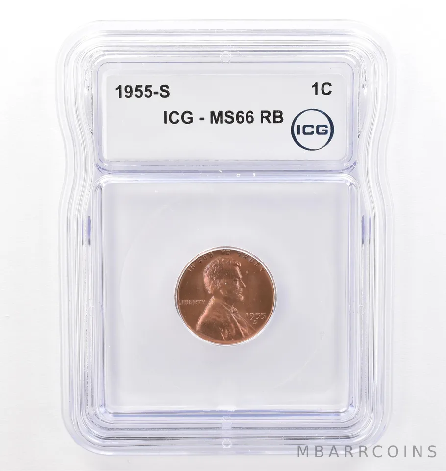 1955-S Lincoln Wheat Cent MS66 RB ICG Beautiful Tone *7720