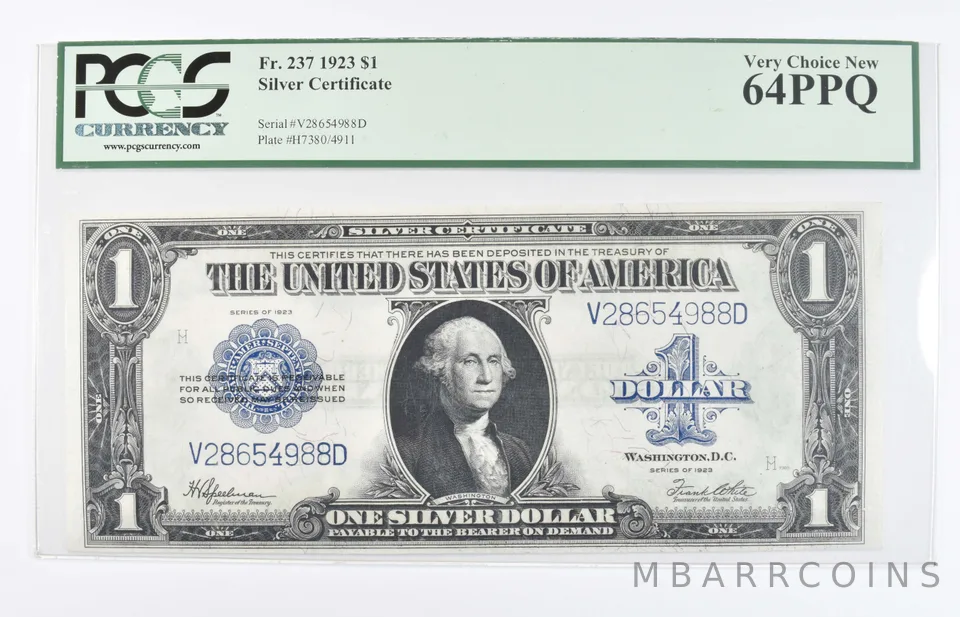 1923 $1 US Silver Certificate FR#237 Graded PCGS 64 PPQ Very Choice New *8079