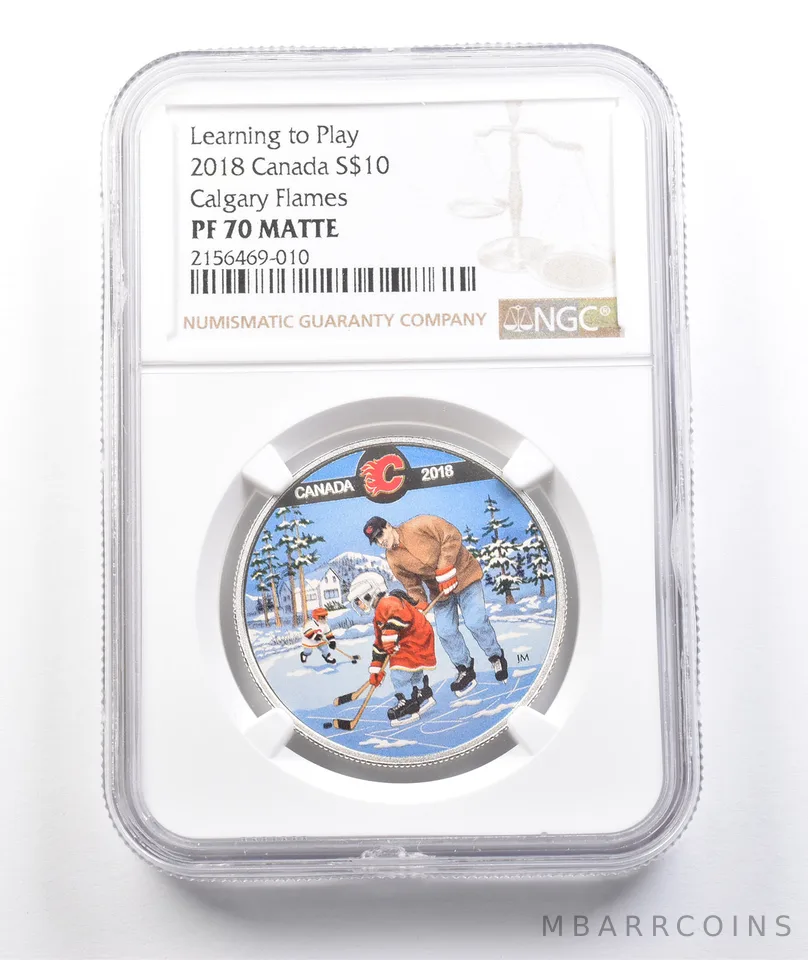 2018 Canada 10 Dollars Silver Learn To Play Calgary Flames PF70 Matte NGC a3816