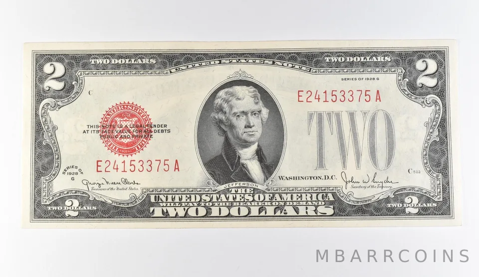 1928 G $2 Legal Tender Red Seal *9722