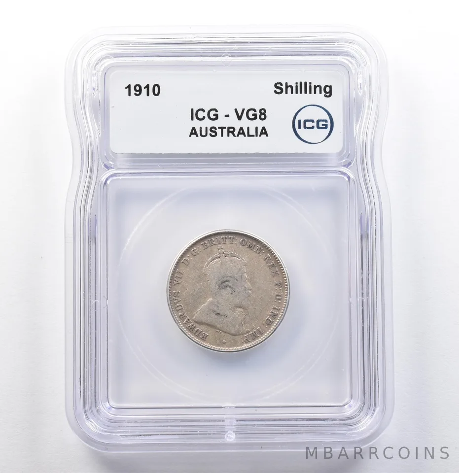 1910 Australia Shilling VG8 ICG *9944