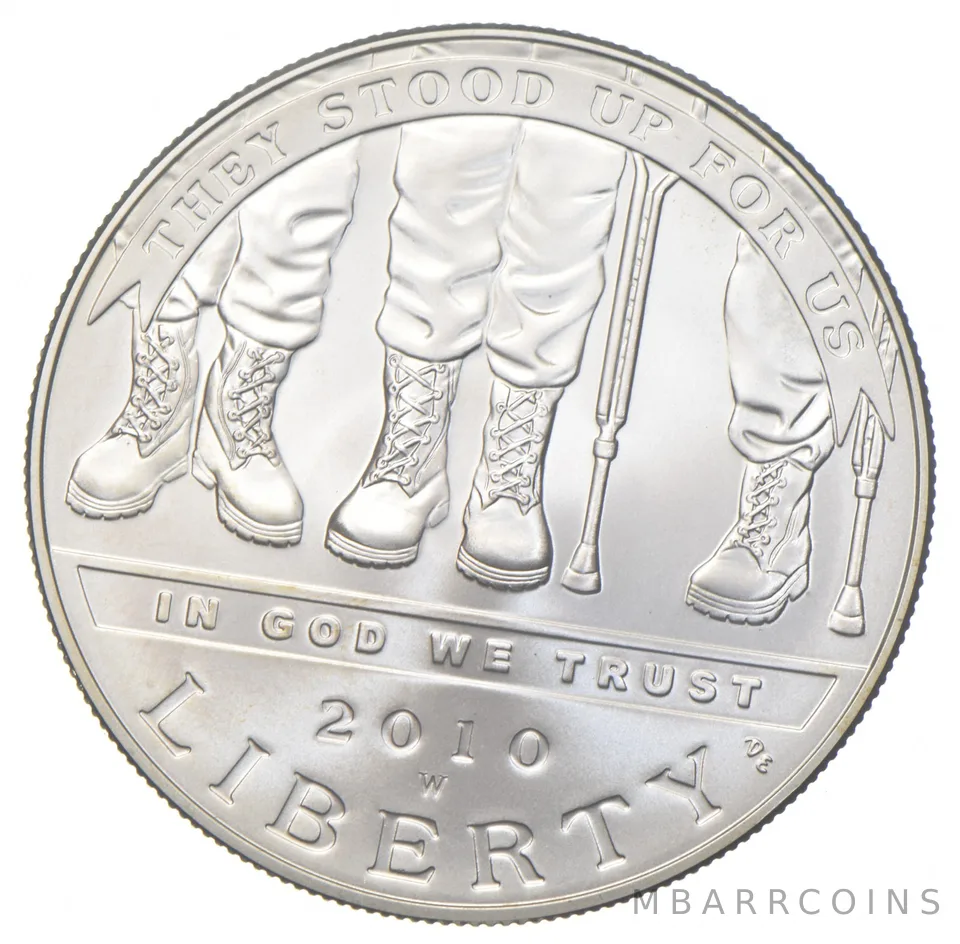 2010-W Unc Disabled Veterans Commemorative Silver Dollar $1