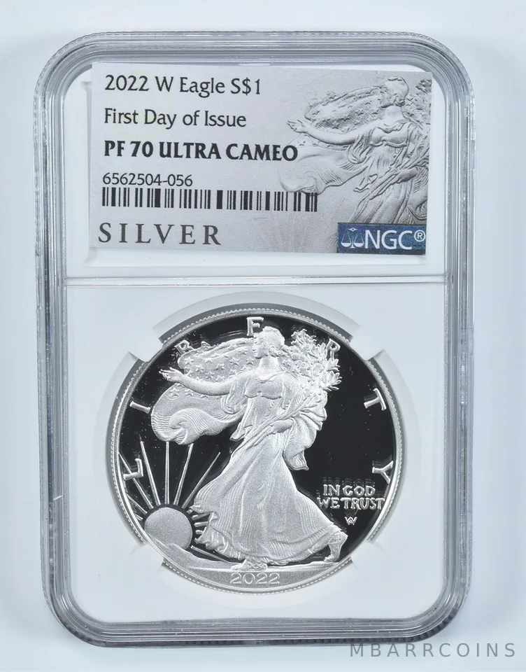 2022-W American Silver Eagle FDOI PF70 UCAM NGC Silver Label