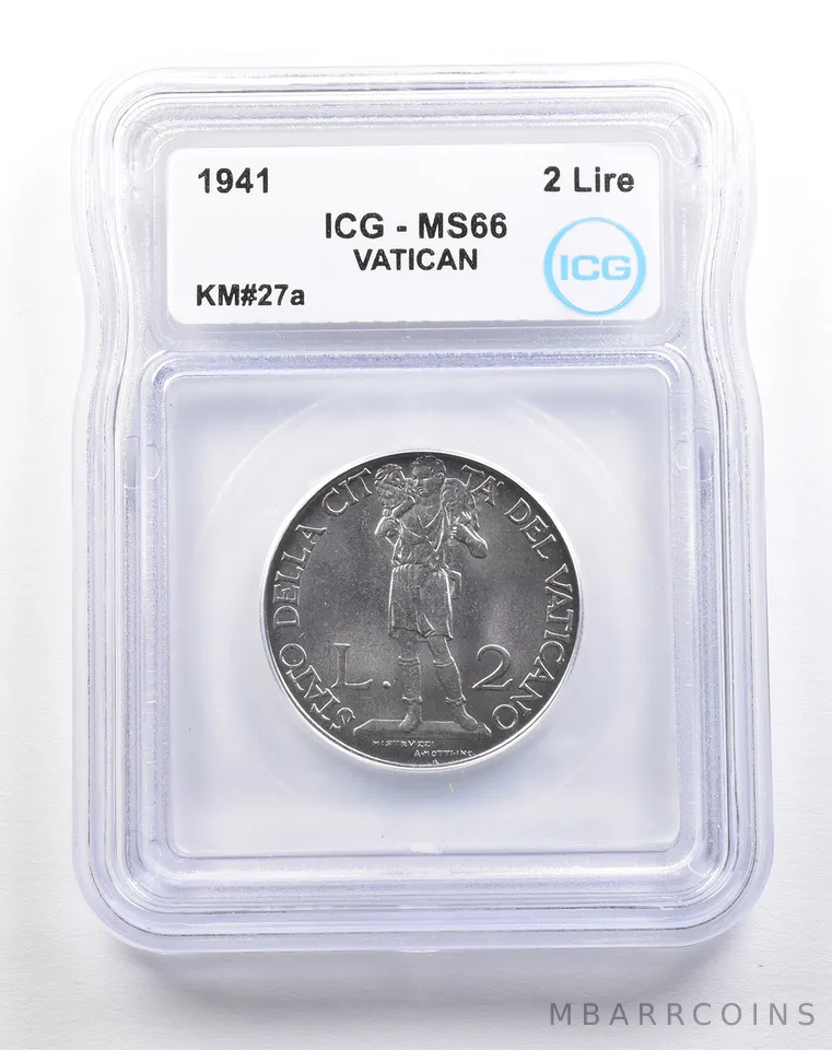 1941 Vatican 2 Lire KM#27a MS66 ICG *5483